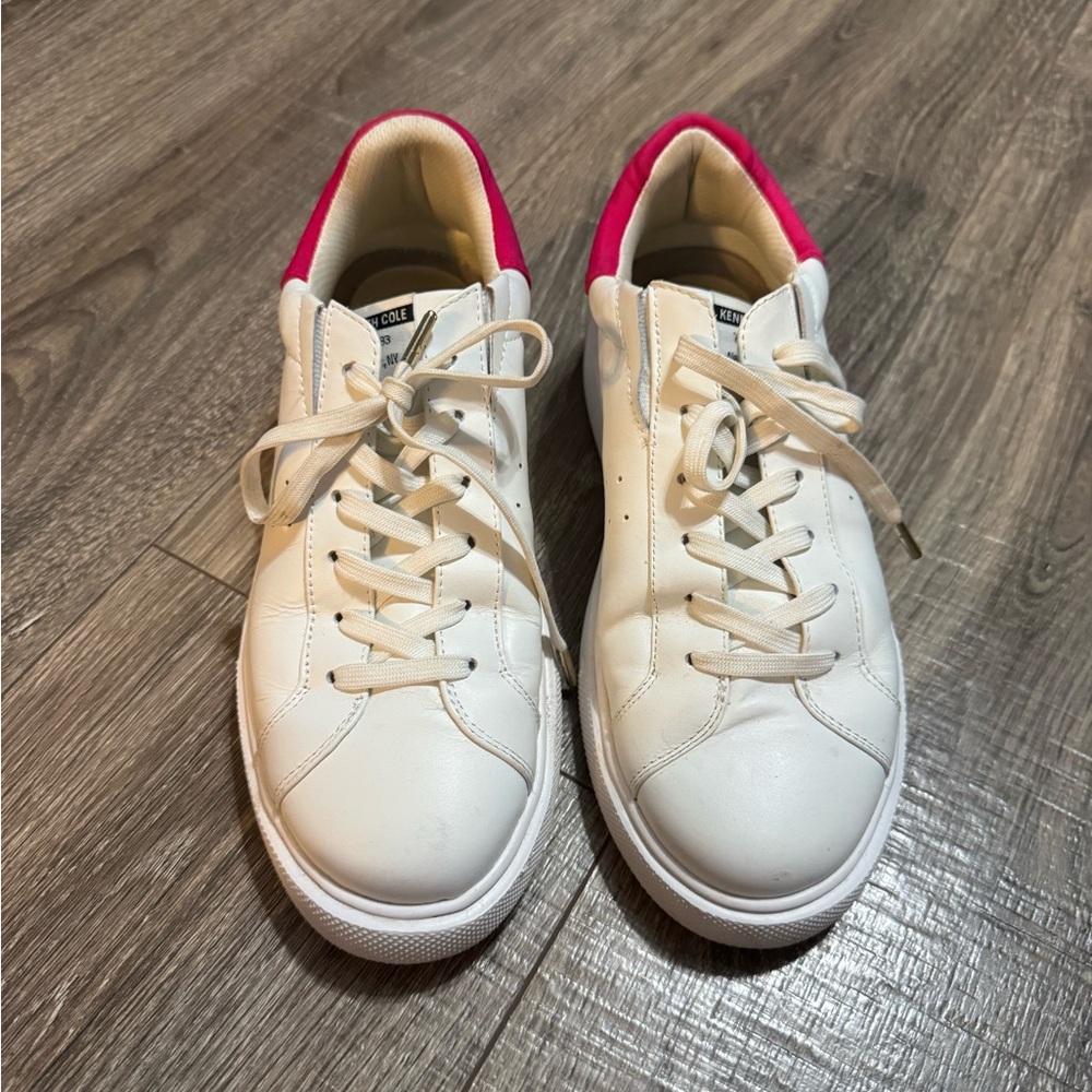 Kenneth Cole KAM Platform White Pink Canvas Sneakers Size 7 Lace Up